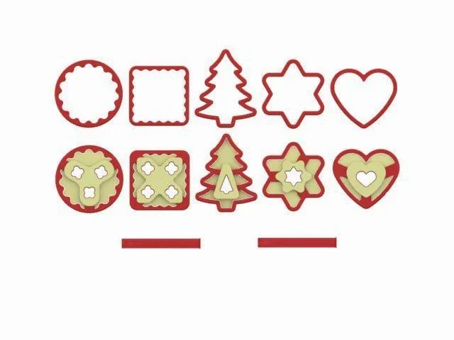 Linzer-Keksausstecher 12-tlg. Set mit Auswerfer - 0