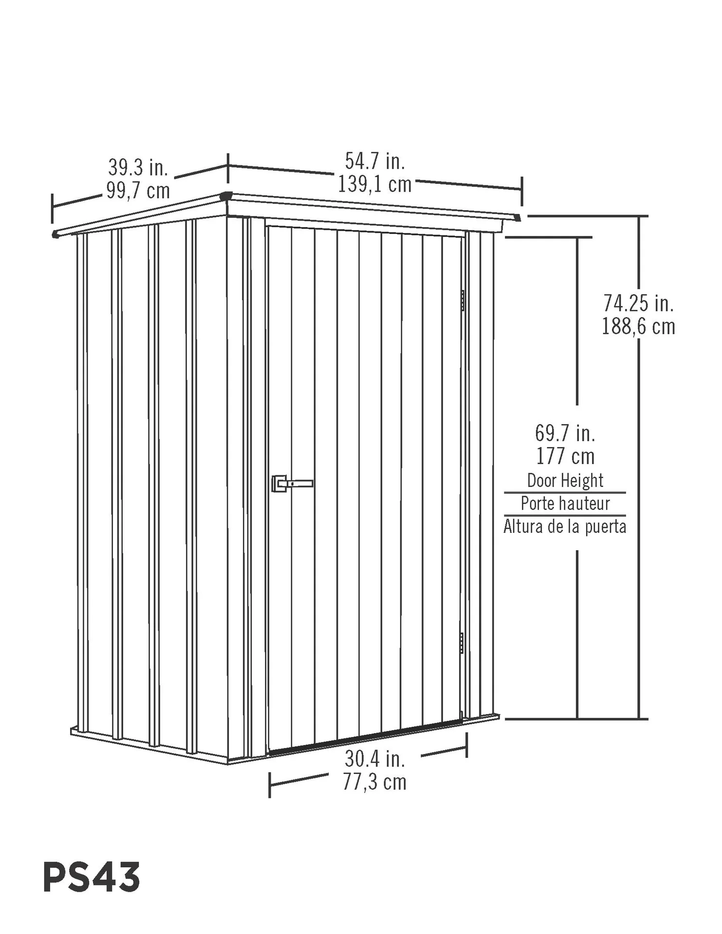Geräteschrank 4x3 lichtgrau/anthrazit 1,39 x 1 x 1,89 m  - 3