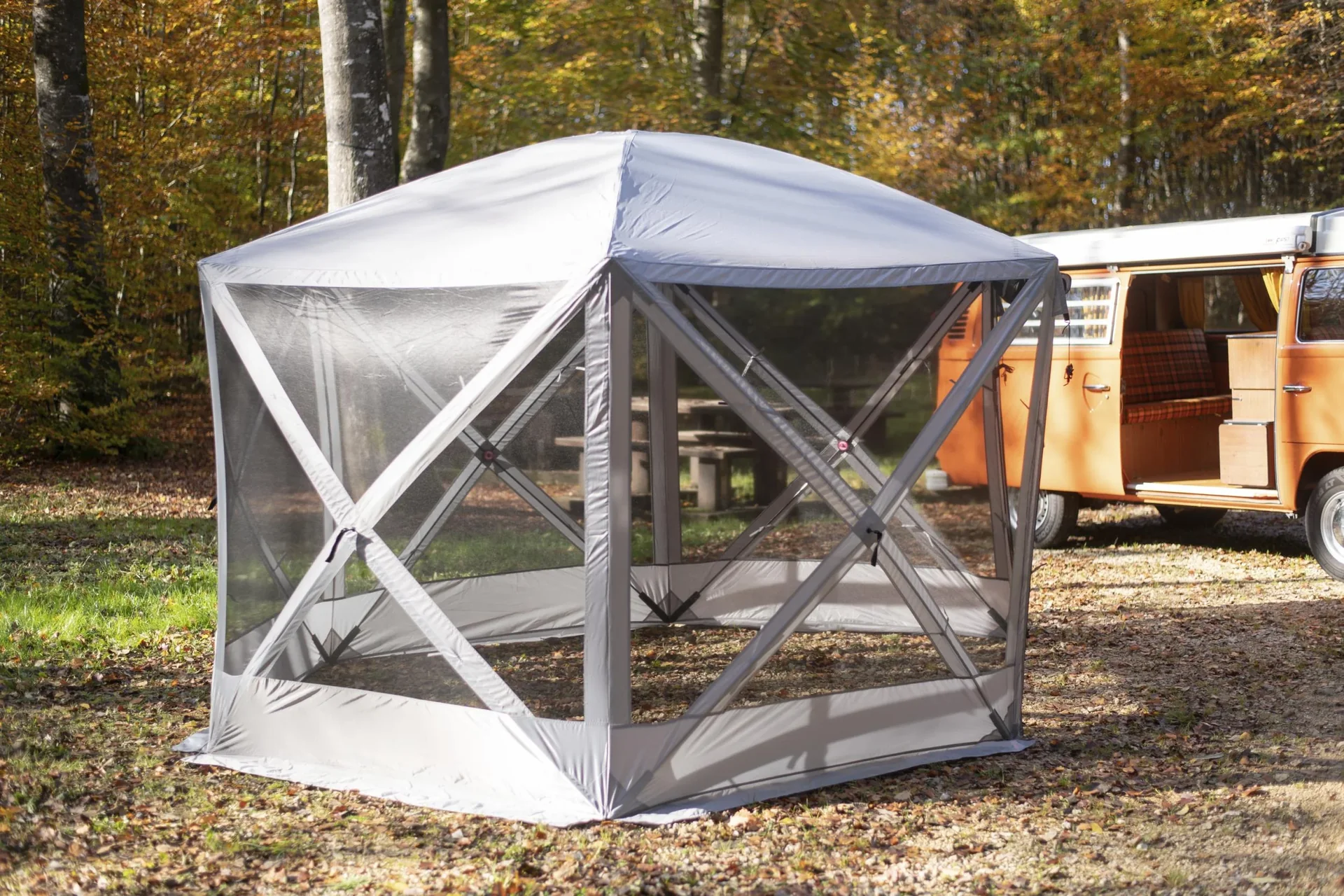 Camping Pavillon Flexion 6-Seiten grau - 1