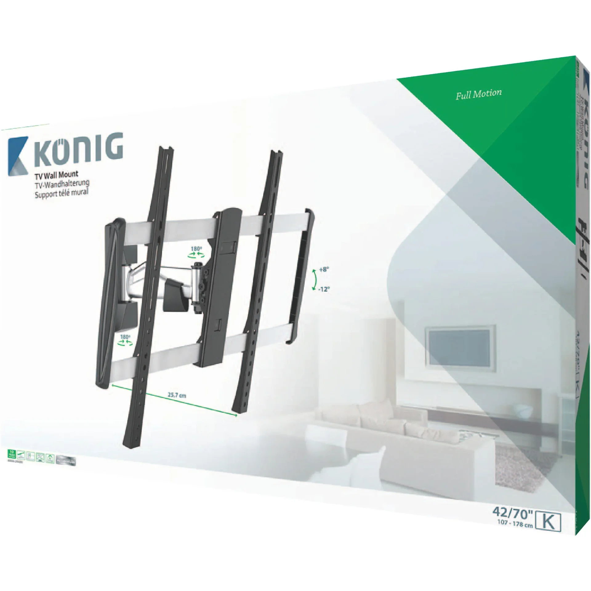 TV-Wandhalterung vollbeweglich 42 - 70 " 35 kg Silber/Schwarz - 2