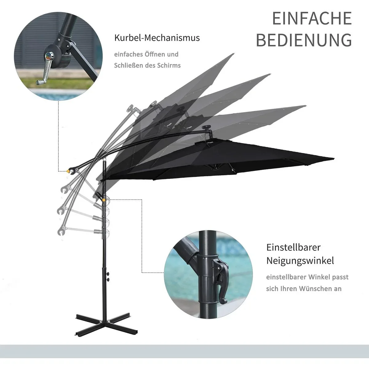Ampelschirm mit Handkurbel - 4