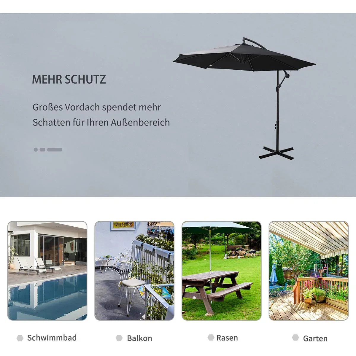 Ampelschirm mit Handkurbel - 5