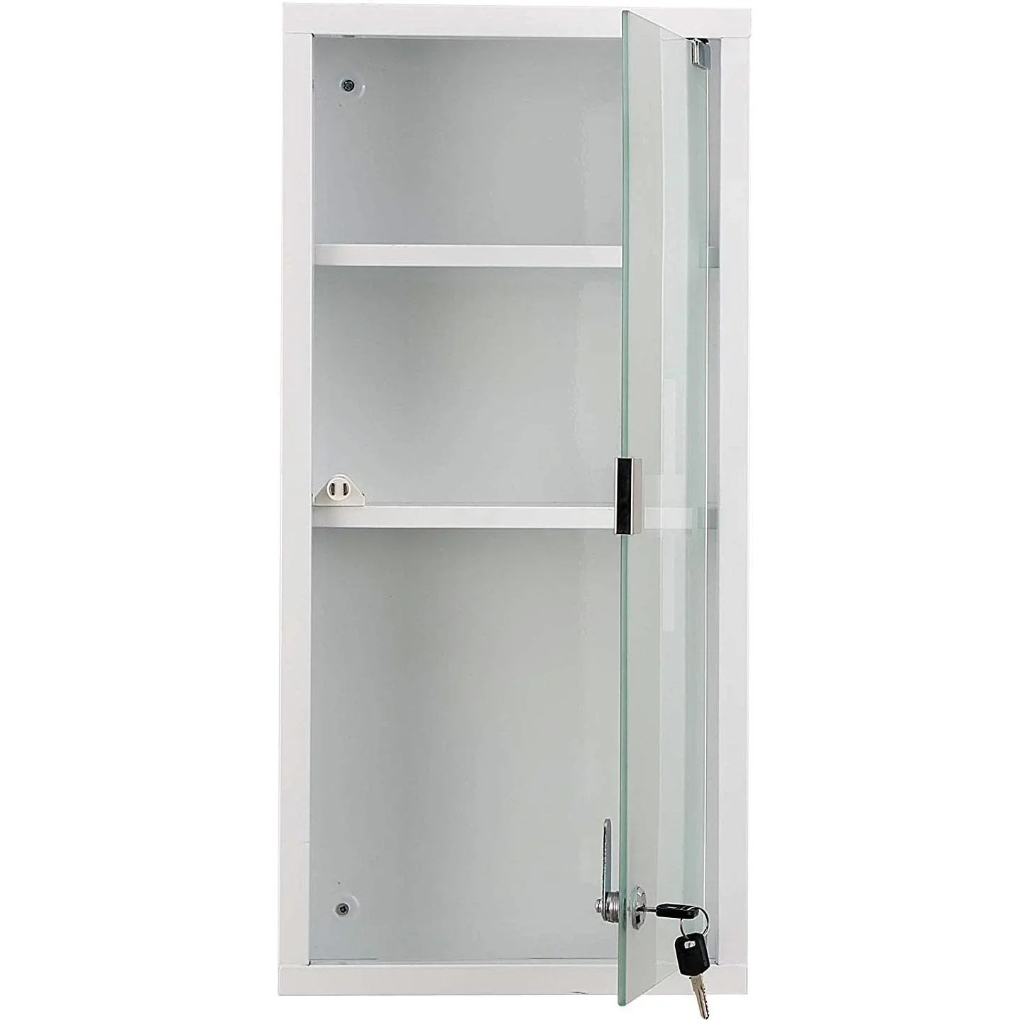 Medizinschrank Arzneischrank Erste-Hilfe-Schrank mit Schloss 3 Fächer Mattglas Metall Weiß 27 x 57 x 12 cm - 0