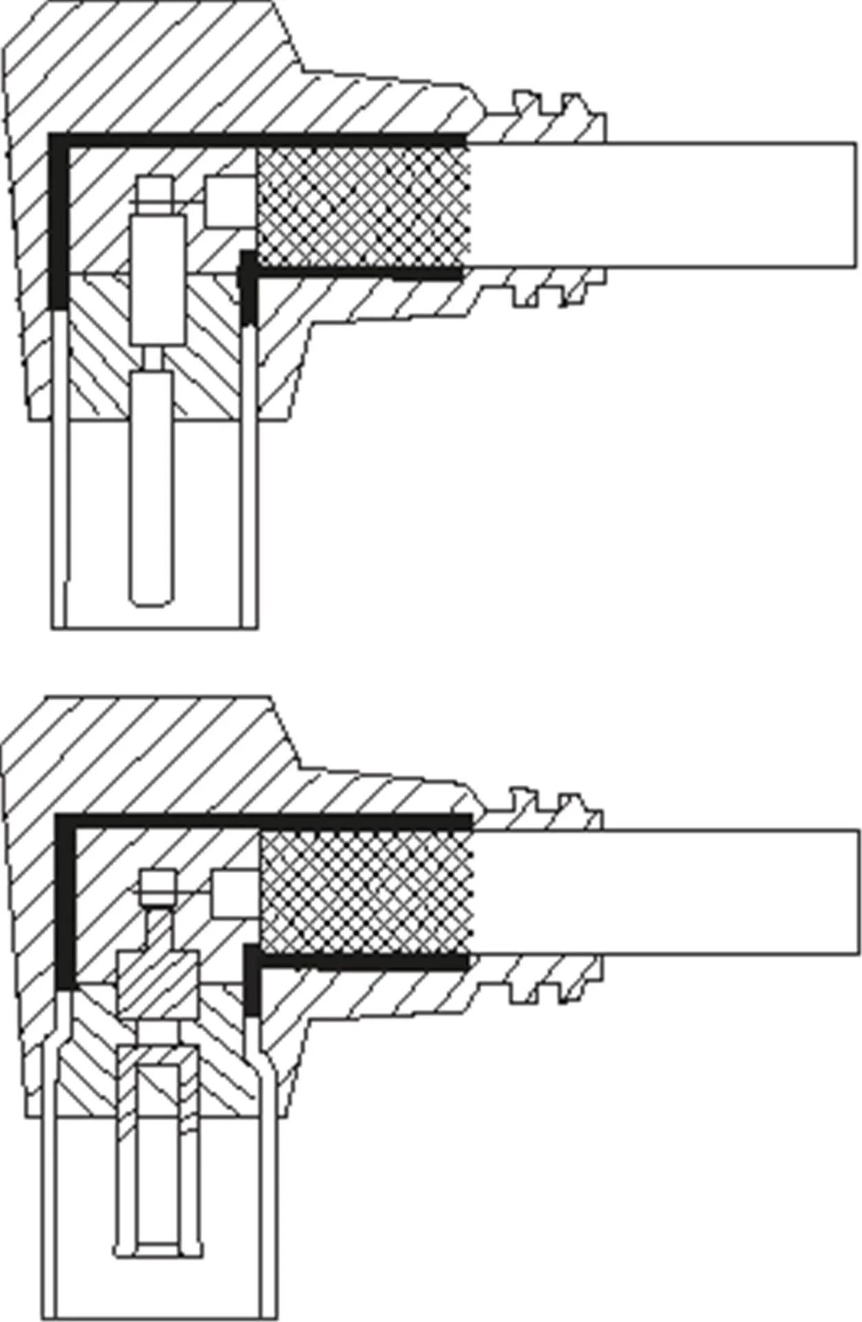 TV Antennenkabel 135 dB, 4x geschirmt, 1 m, Weiß - vergoldet, Koax-Buchse 90° > Koax-Stecker 90° (70411) - 4