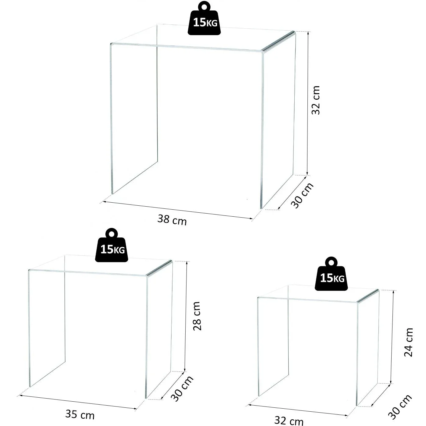 Beistelltisch 3er-Set Couchtisch Satztisch Sofatisch Glastisch klar - 0