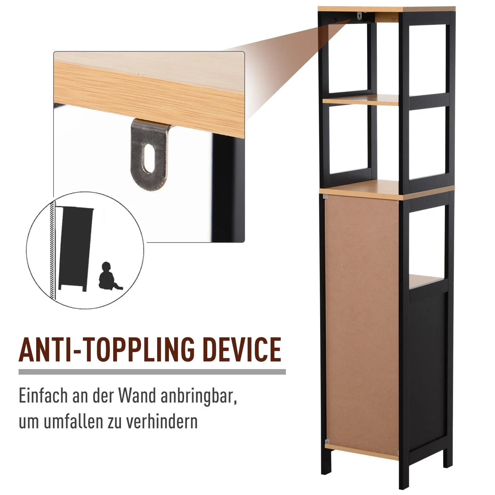 Badezimmerregal mit 3 Ablagen - 1