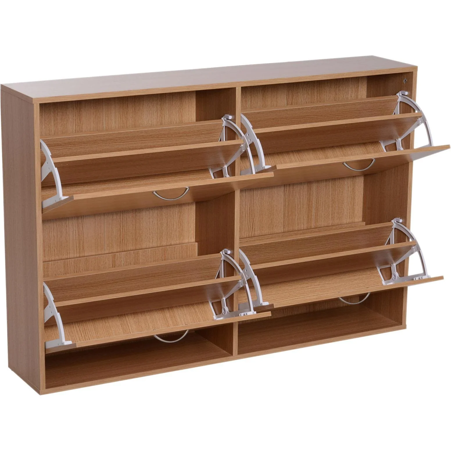 Schuhkipper Schuhschrank Schuhständer Schuhregal mit 4 Klappen 16 24 Paar Spannplatte Natur 120 x 24 x 81 cm - 5