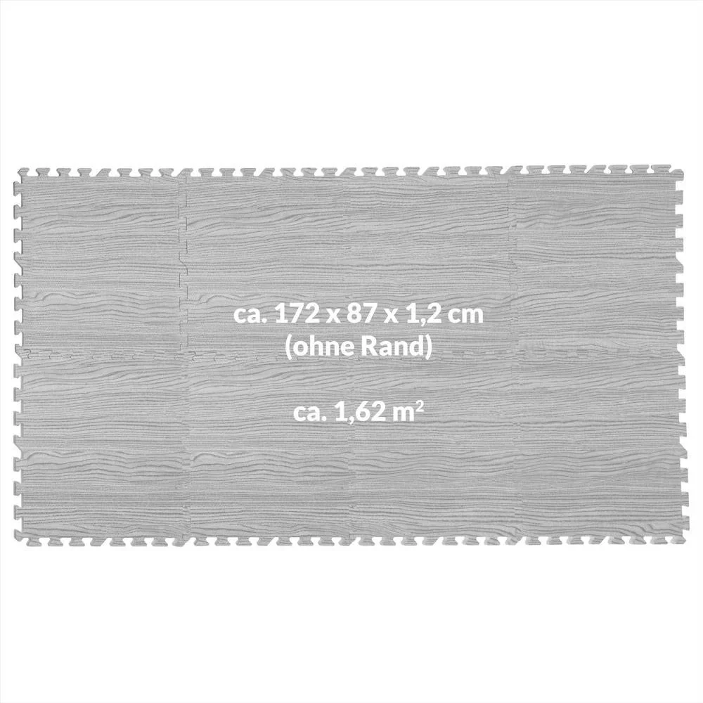 Bodenschutz/Puzzlematte 8 Stück - grau Holzoptik 172x87x1cm - 0
