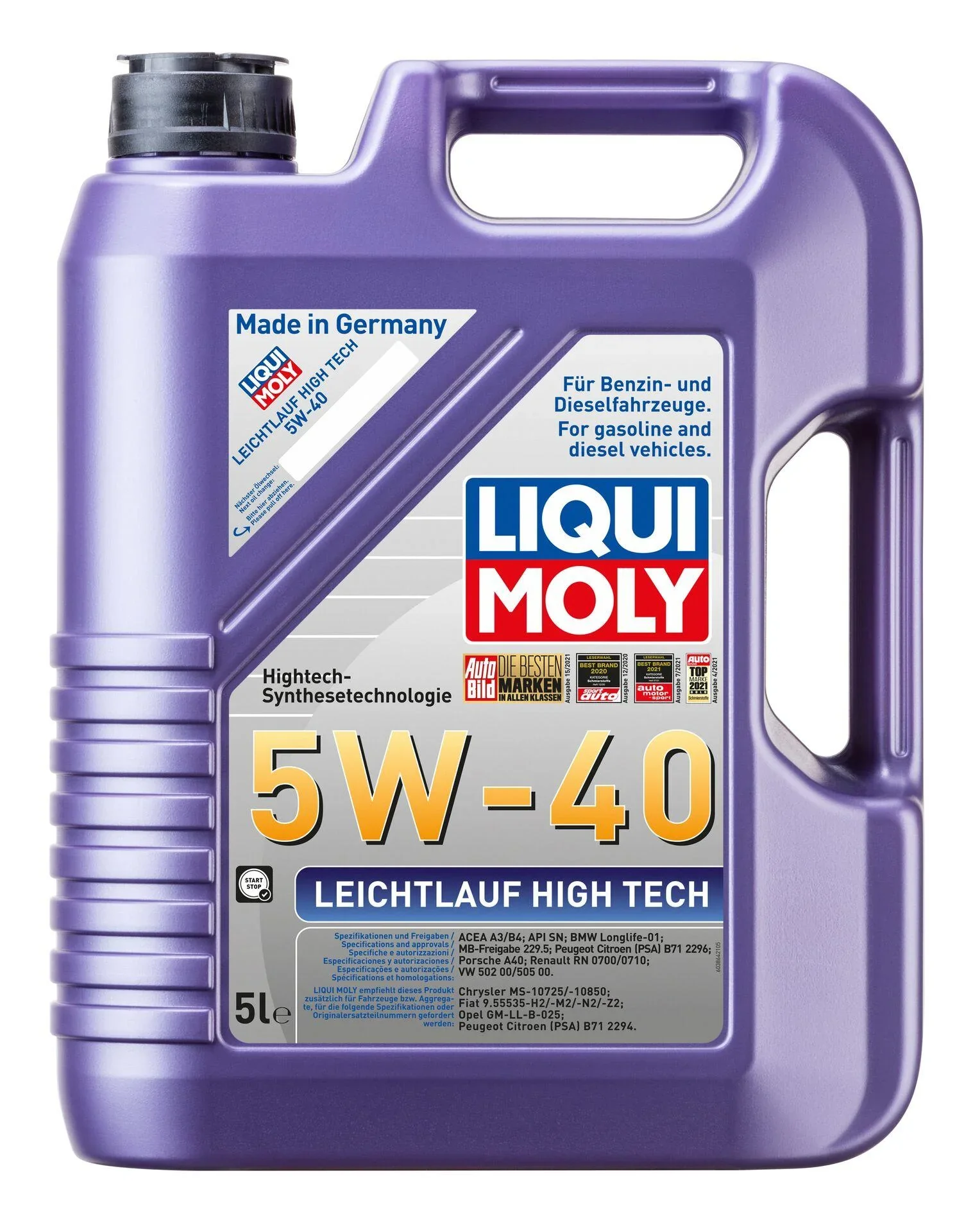 Leichtlauf-Motorenöl High Tech 5W-40, 5 Liter - 0