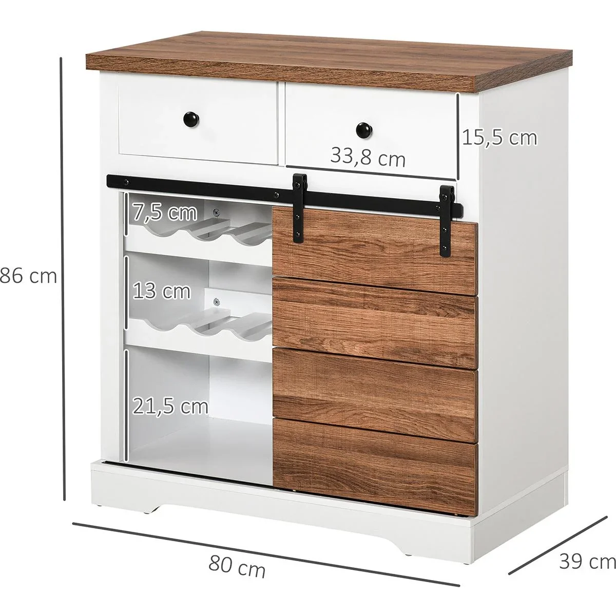 Küchenschrank mit Schiebetür weiß - 4