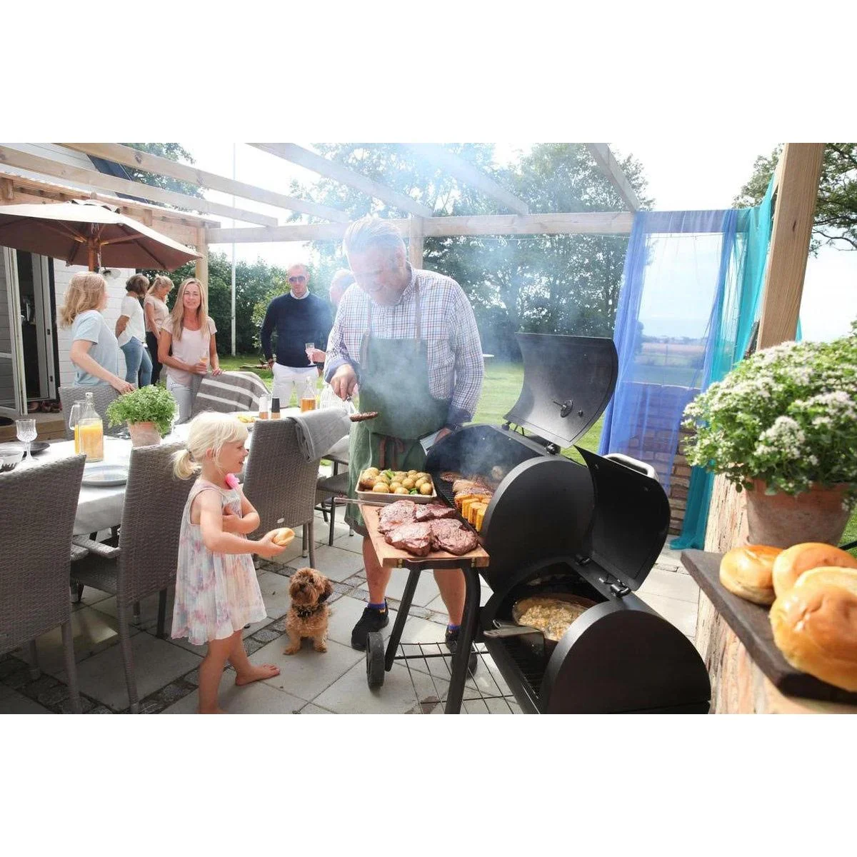 Smoker V-200 - Barbecue - Holzkohlegrill - 16 Zoll - Grillen, Räuchern - 1