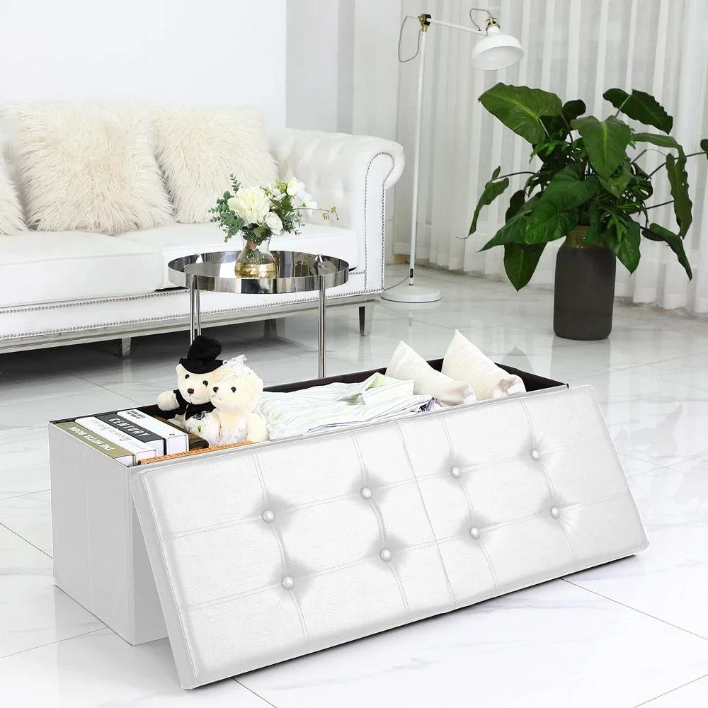 Sofa / Aufbewahrungsbox / Fußhocker inkl. Aufbewahrung & Deckel - Weiß - 80 x 40 x 40 cm - 1