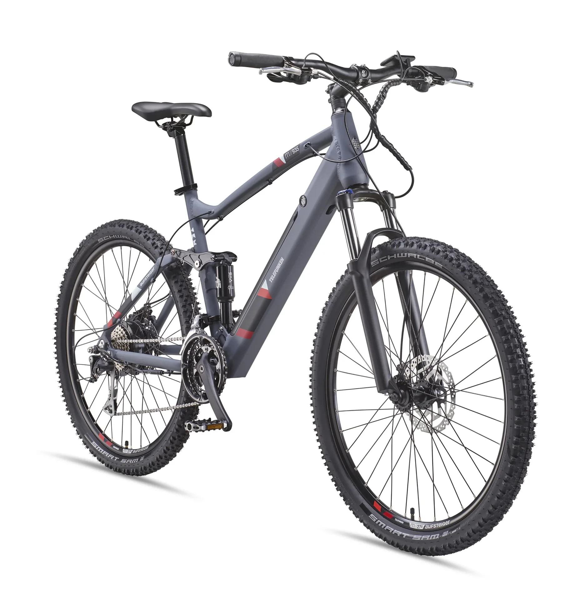 Unisex Alu MTB E-Bike, 27,5 Zoll, 24-Gang Kettenschaltung, grau, Aufsteiger M935 Fully - 5