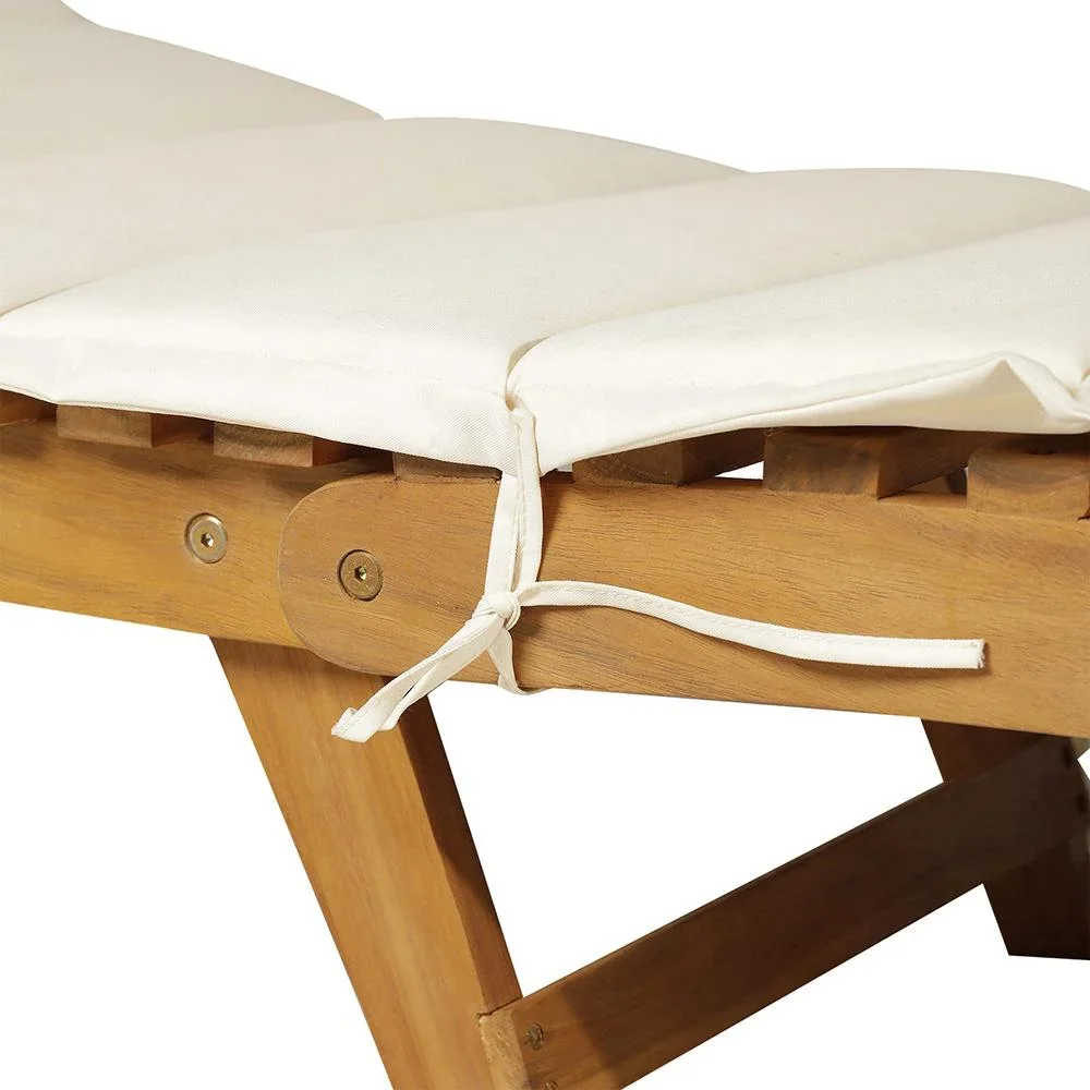 Sonnenliege Relaxliege Gartenliege Gartenmöbel faltbar Akazienholz mit Kissen Teak + Weiß 53 x 191 x 60,5 cm - 4