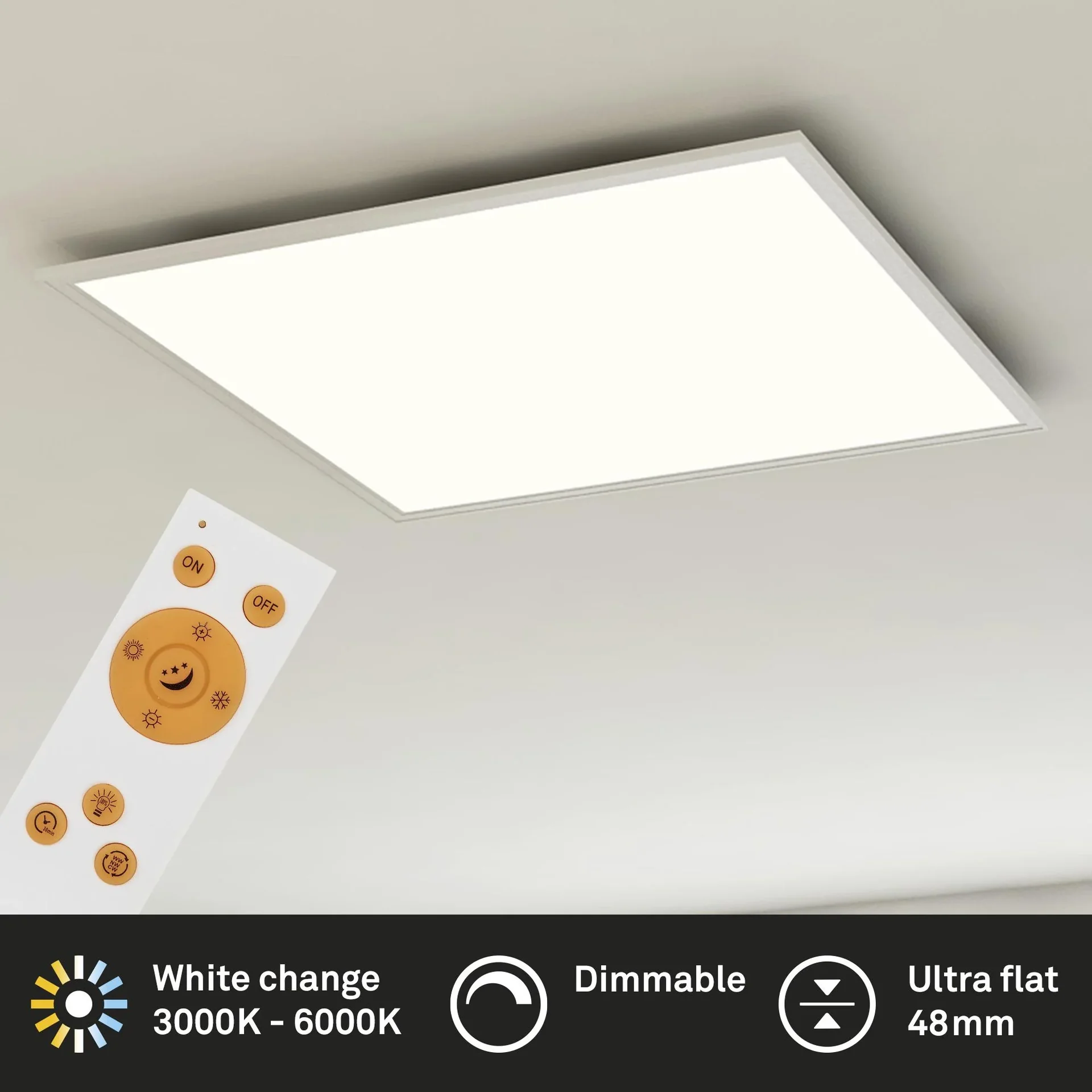 Ultraflaches LED Panel, viereckig, 59,5 cm, CCT, 36 Watt, weiß - 0