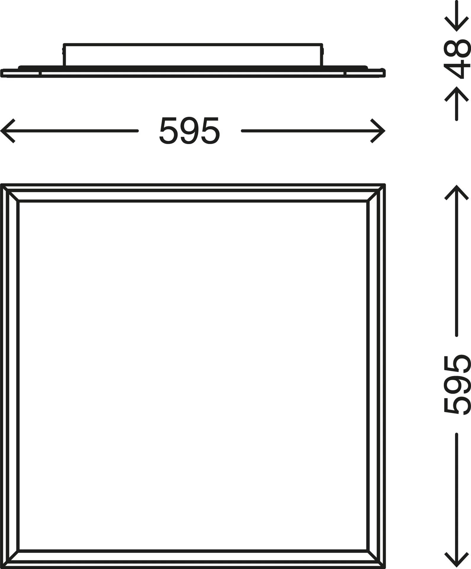 Ultraflaches LED Panel, viereckig, 59,5 cm, CCT, 36 Watt, weiß - 2
