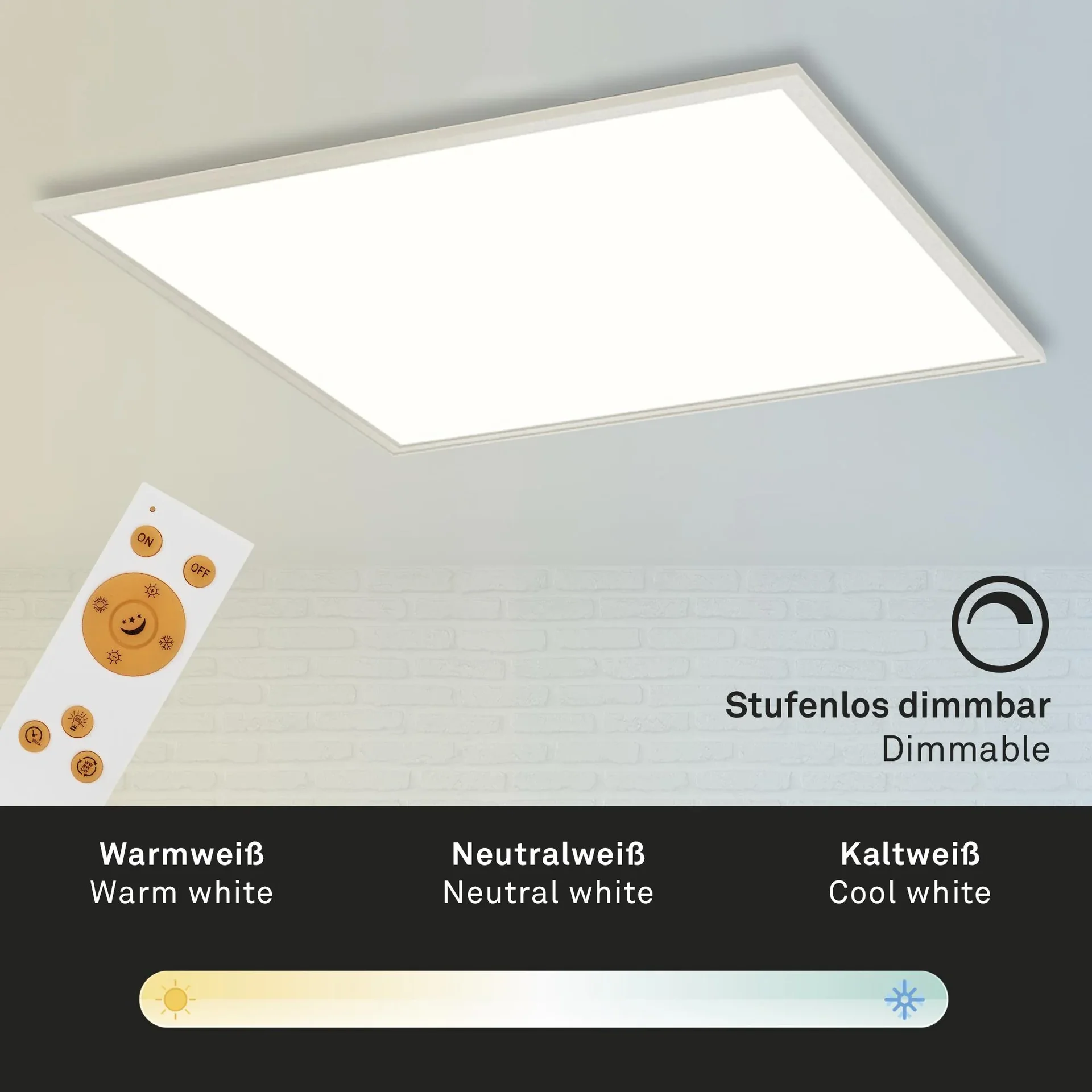 Ultraflaches LED Panel, viereckig, 59,5 cm, CCT, 36 Watt, weiß - 4