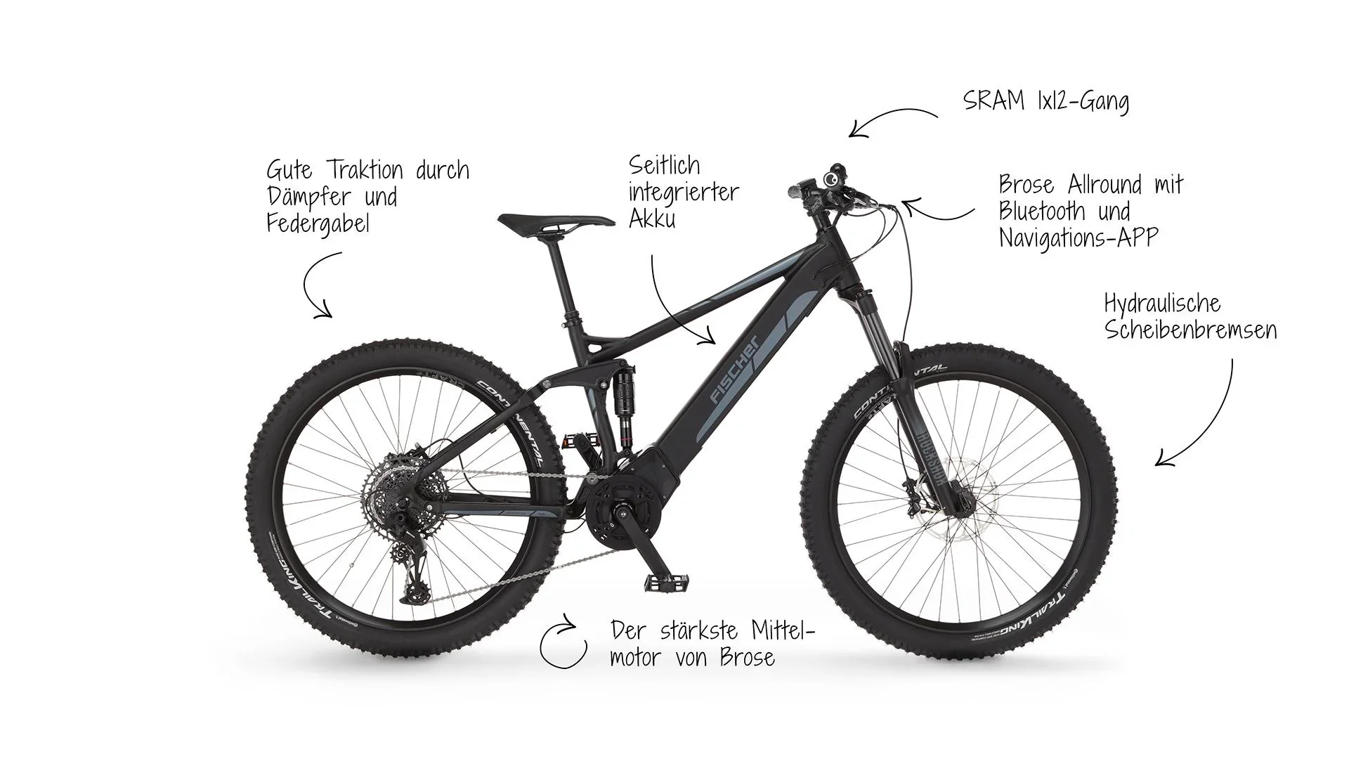 Unisex E-Bike MTB Fully, 27,5 Zoll, Rahmenhöhe 44cm, 12-Gang Kettenschaltung, schwarz matt, MONTIS 6.0i - 7