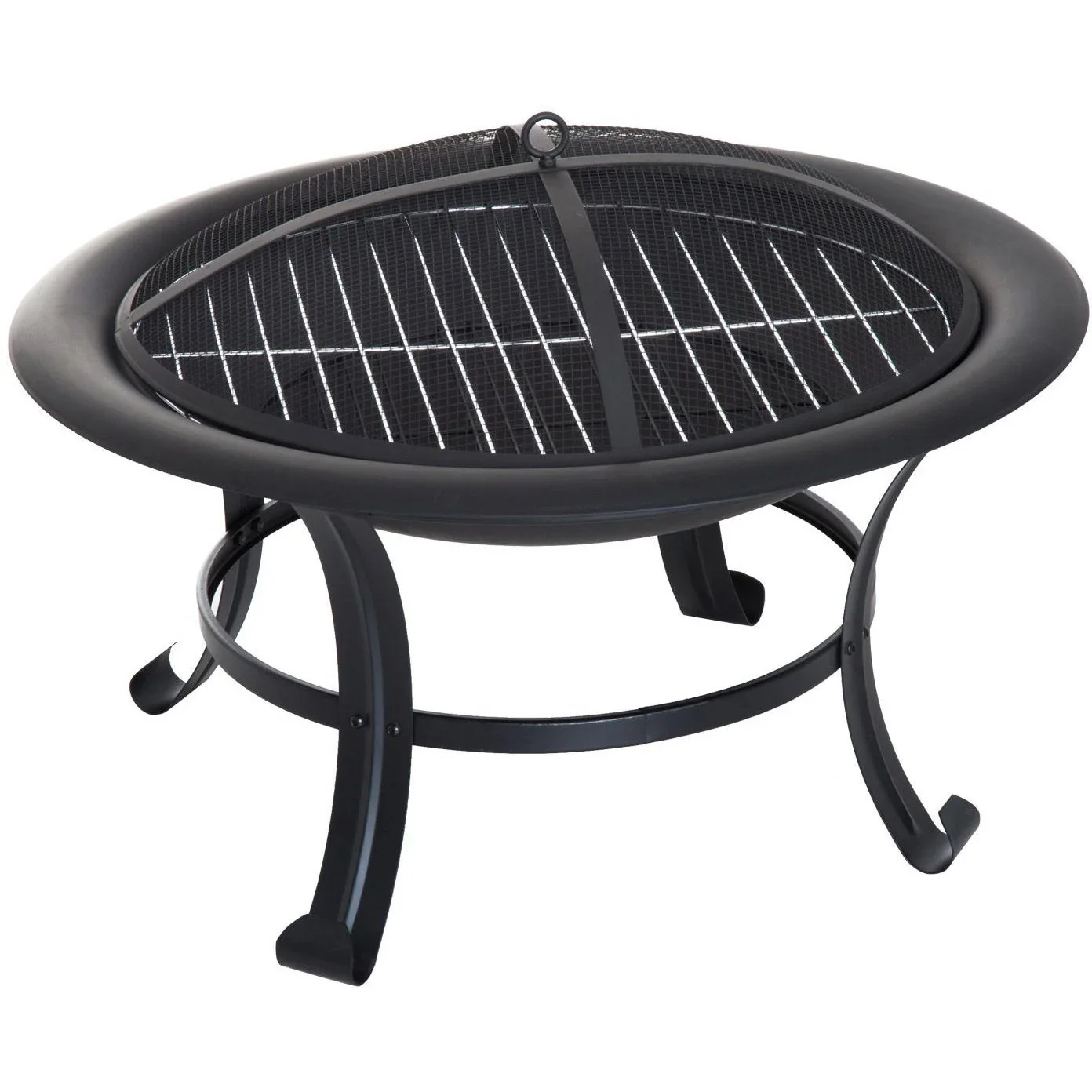 Feuerschale mit Grillrost Funkenschutz 74cm Schwarz - 2