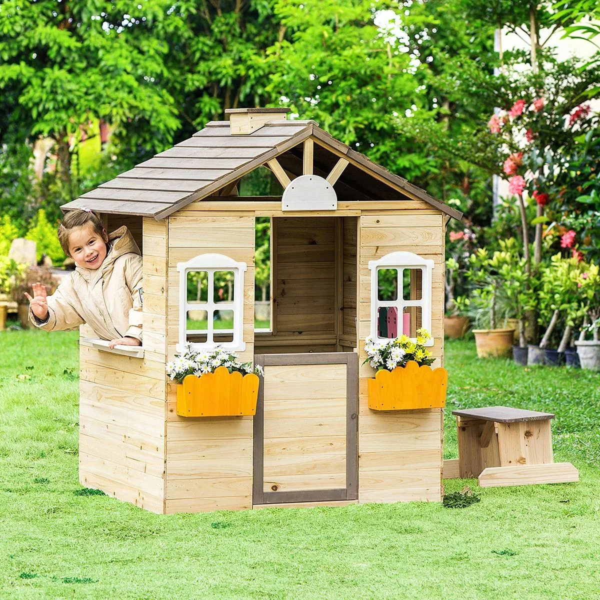 Spielhaus - Kinder 3-7 Jahre - Kiefernholz - 113 x 94 x 134,5 cm - 1