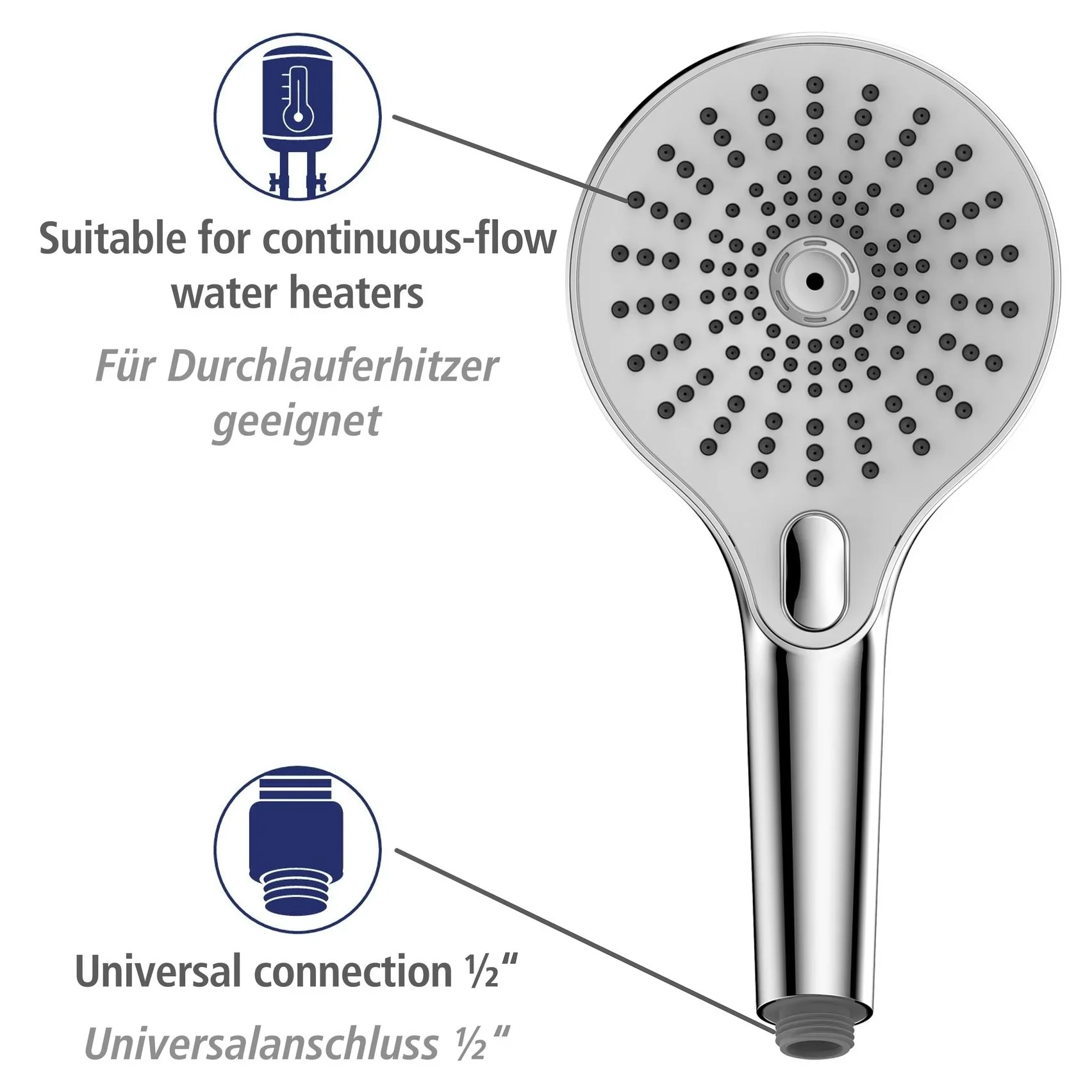 Duschkopf Ultimate Shower Chrom/Weiß, Ø 13 cm - 3