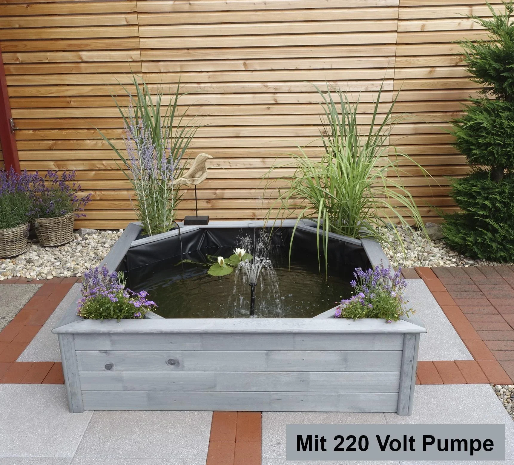 Hochteich mit 4 seitlichen Pflanzzonen, grau - 1