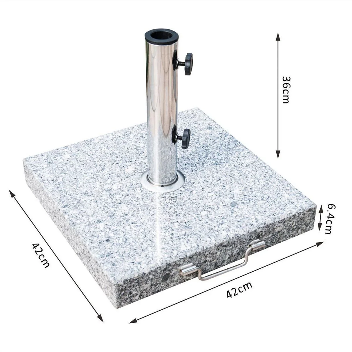 Sonnenschirmständer mit 2 Rollen silber - 1