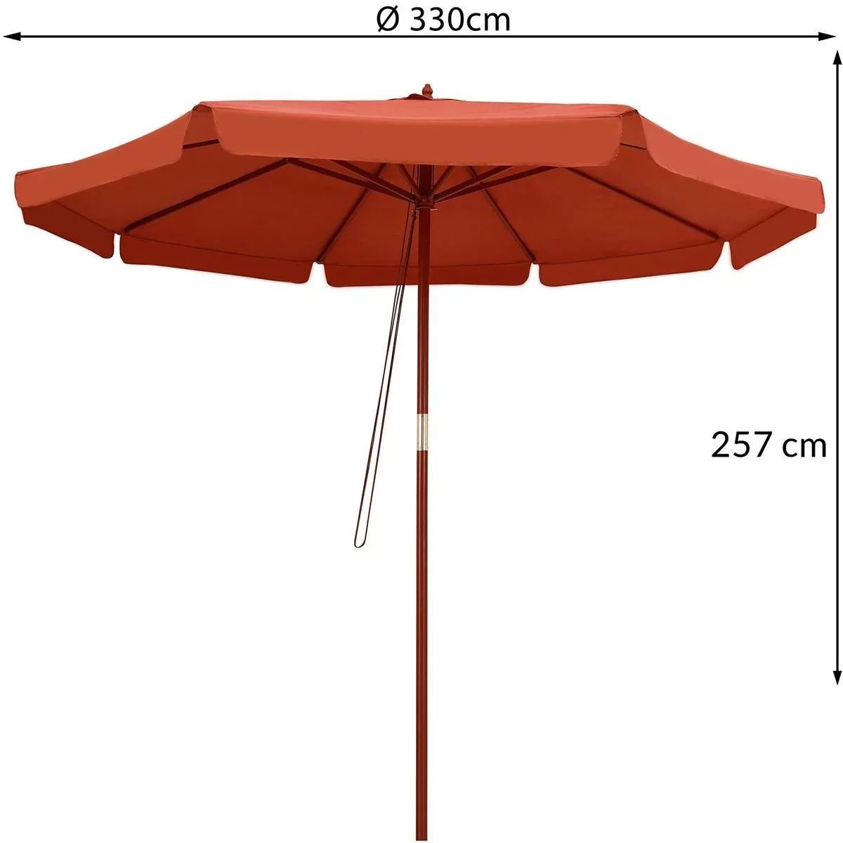 Sonnenschirm Terracotta Holz 330cm UV-Schutz 50+ - 4