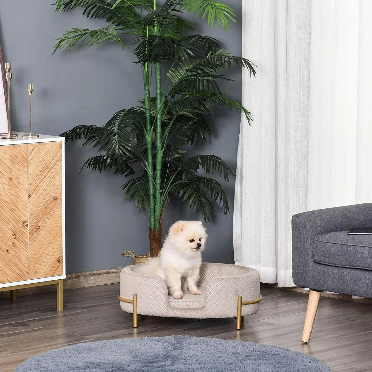 Haustiersofa für Hunde und Katzen grau - 0