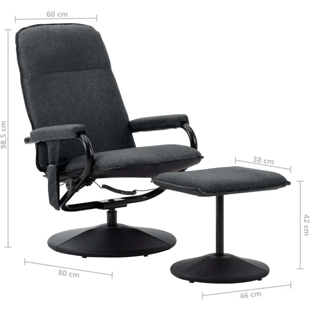 Massagesessel verstellbar mit Fußhocker Stoff dunkelgrau - 0