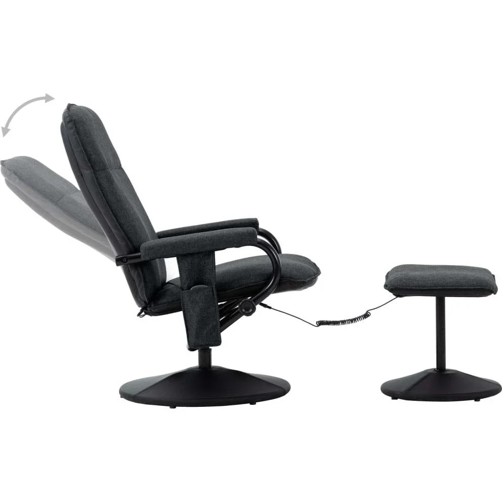 Massagesessel verstellbar mit Fußhocker Stoff dunkelgrau - 1