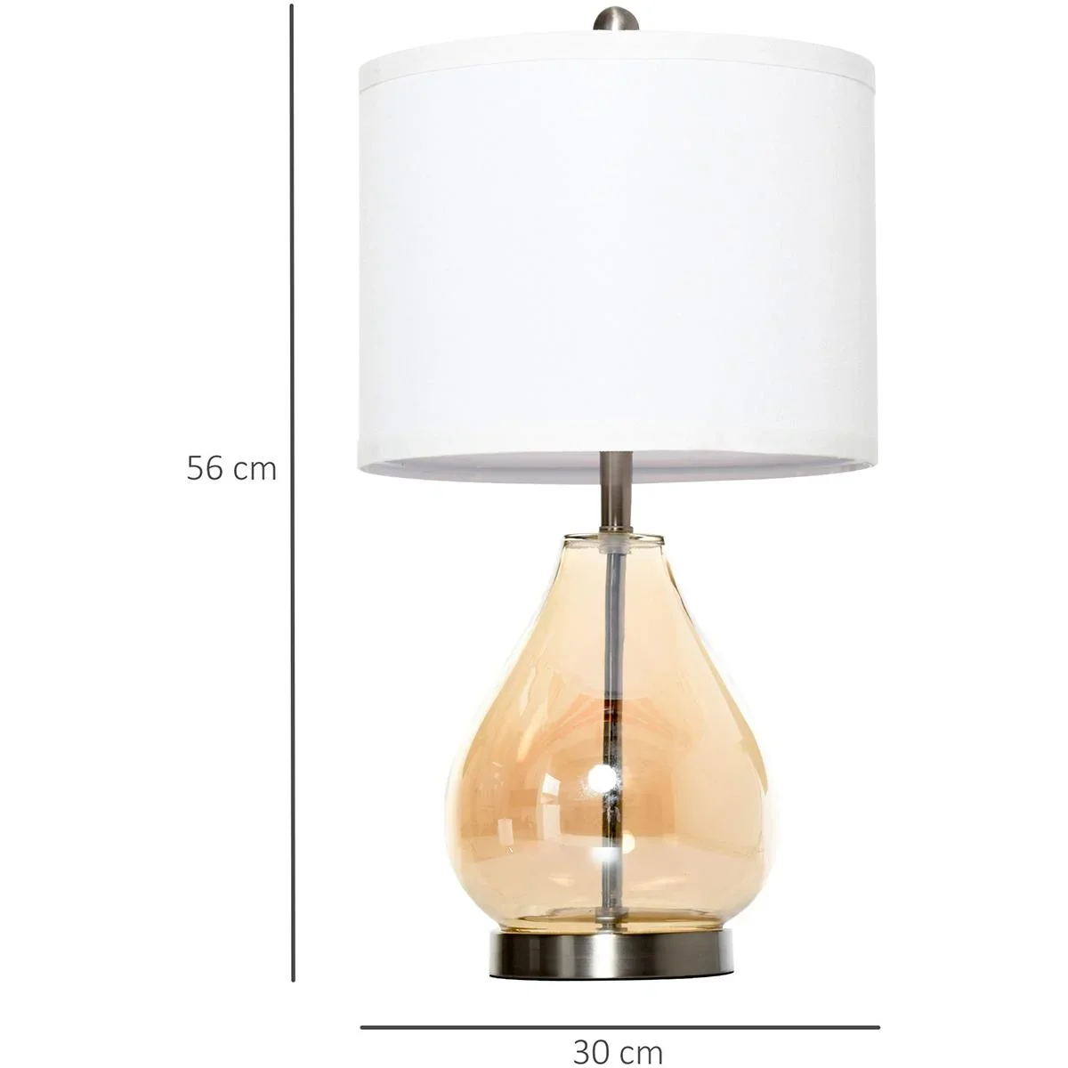 2er-Tischlampenset mit Leinen-Lampenschirm weiß/silber/bernstein - 4
