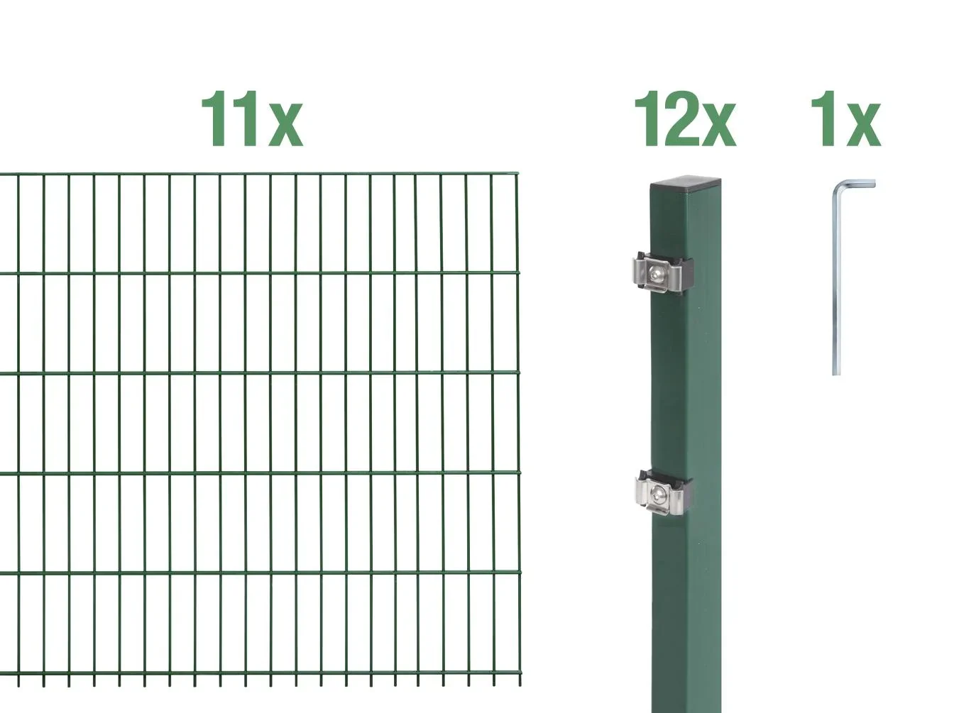 Doppelstabmattenzaun Komplettset, grün, Höhe 160 cm, Länge 22 m - 4