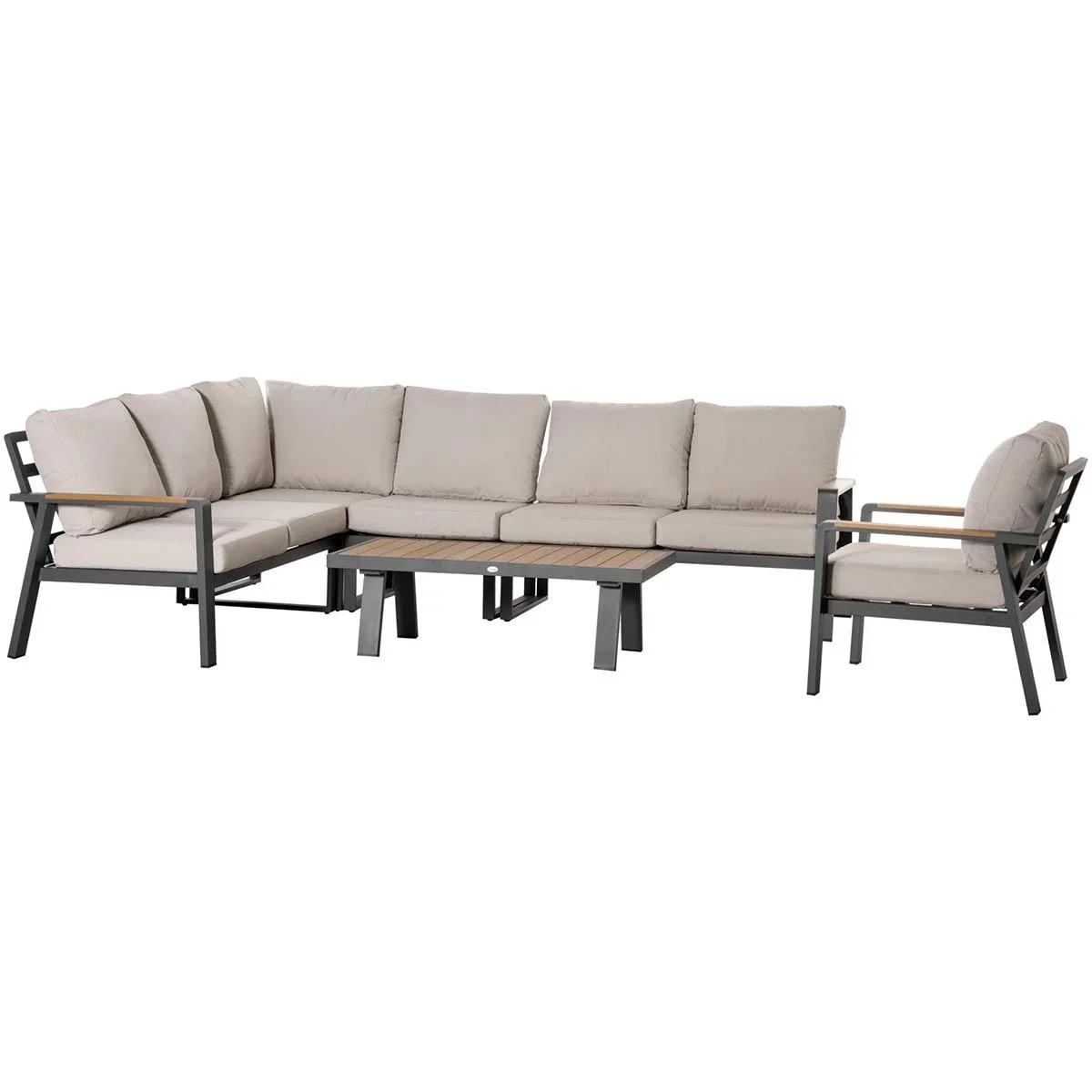 Loungeset - L-Sitzer 6 Personen - Creme/Weiß - 3