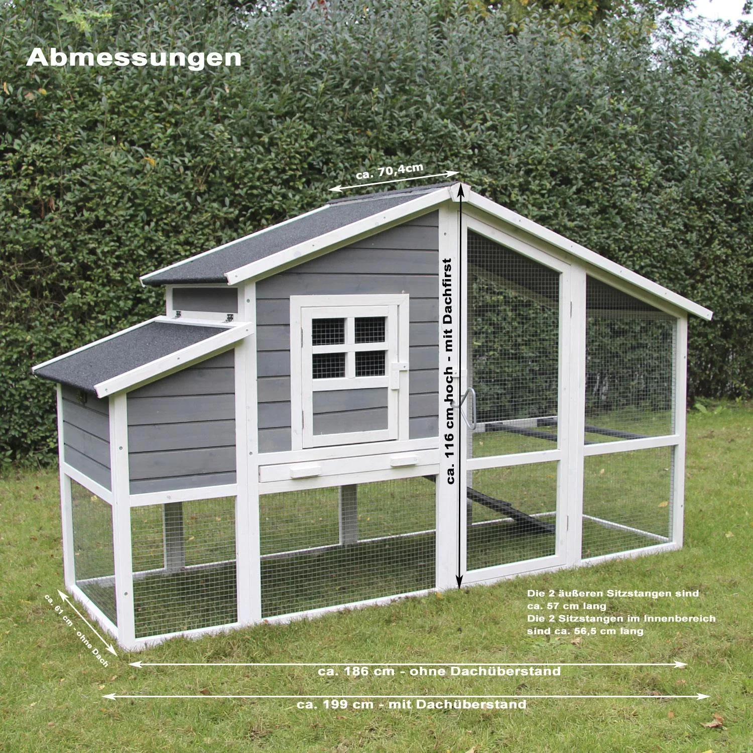 Hühnerstall Wilma, 199 x 70,4 x 116 cm - 3