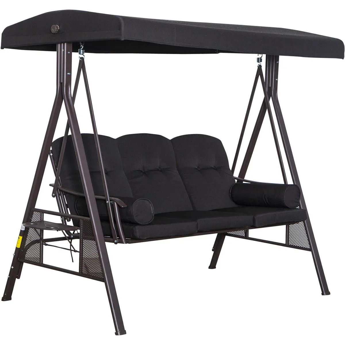 3-Sitzer Hollywoodschaukel mit Sonnenschirm Schwarz 116 x 206 x 183 cm - 0