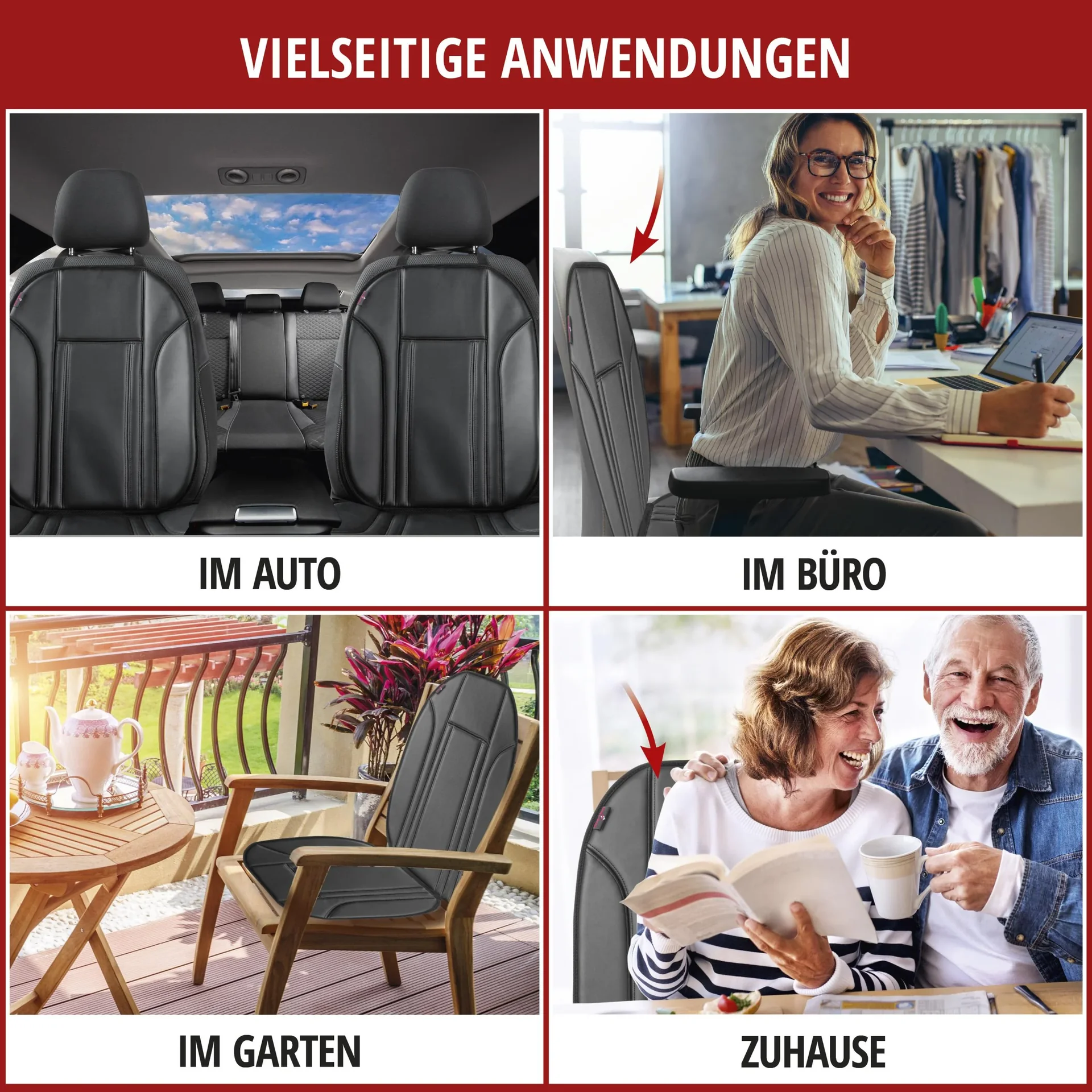 PKW Sitzauflage Ravenna, Auto-Sitzaufleger aus Kunstleder schwarz - 1