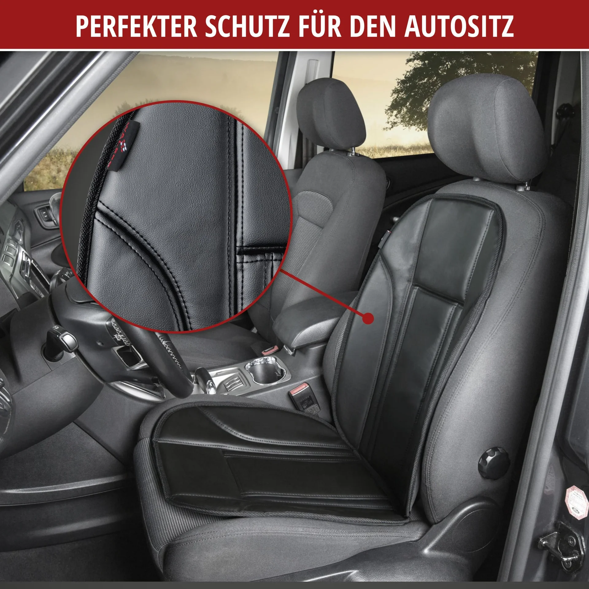 PKW Sitzauflage Ravenna, Auto-Sitzaufleger aus Kunstleder schwarz - 2