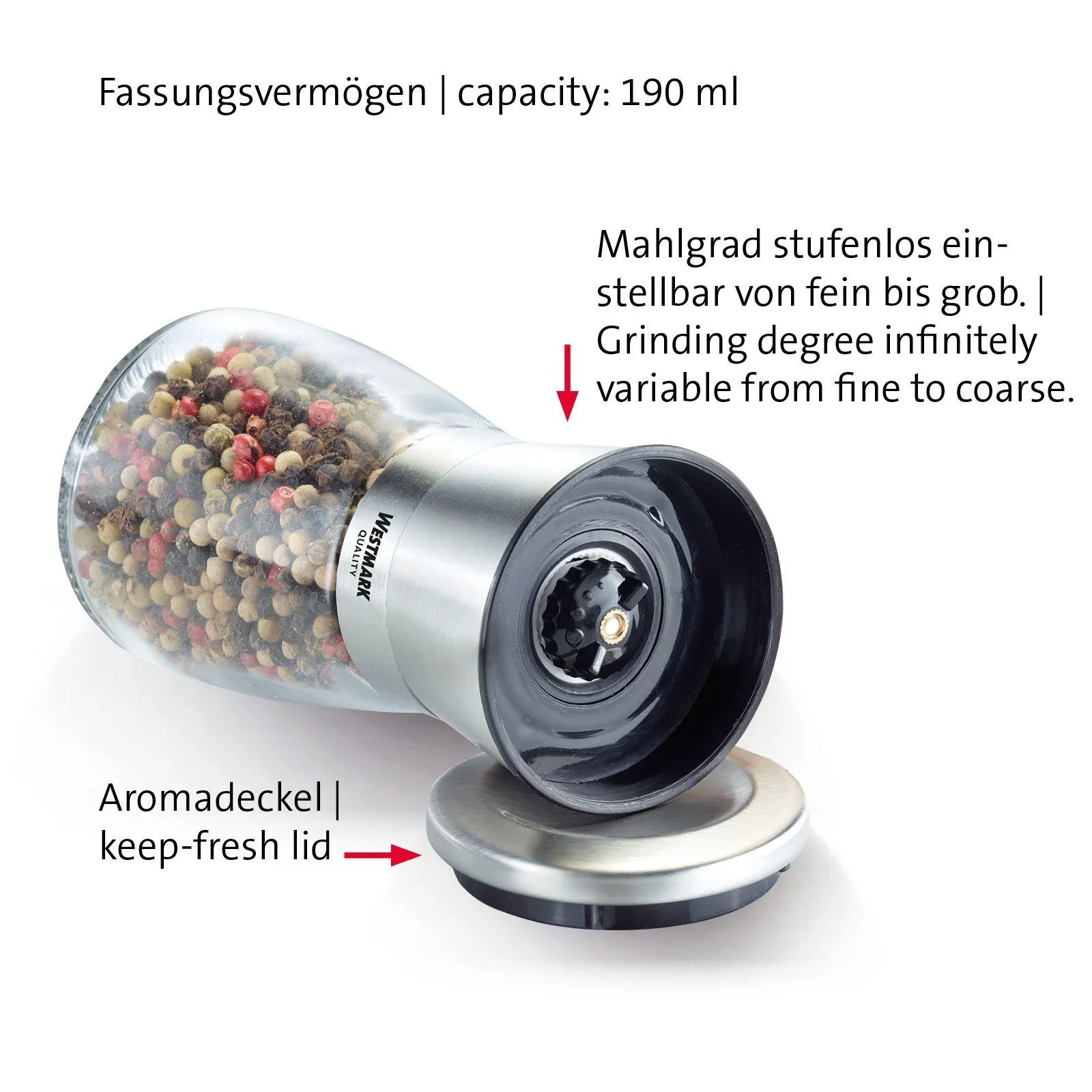 Gewürzmühlen Edelstahl, 2-teilig - 5