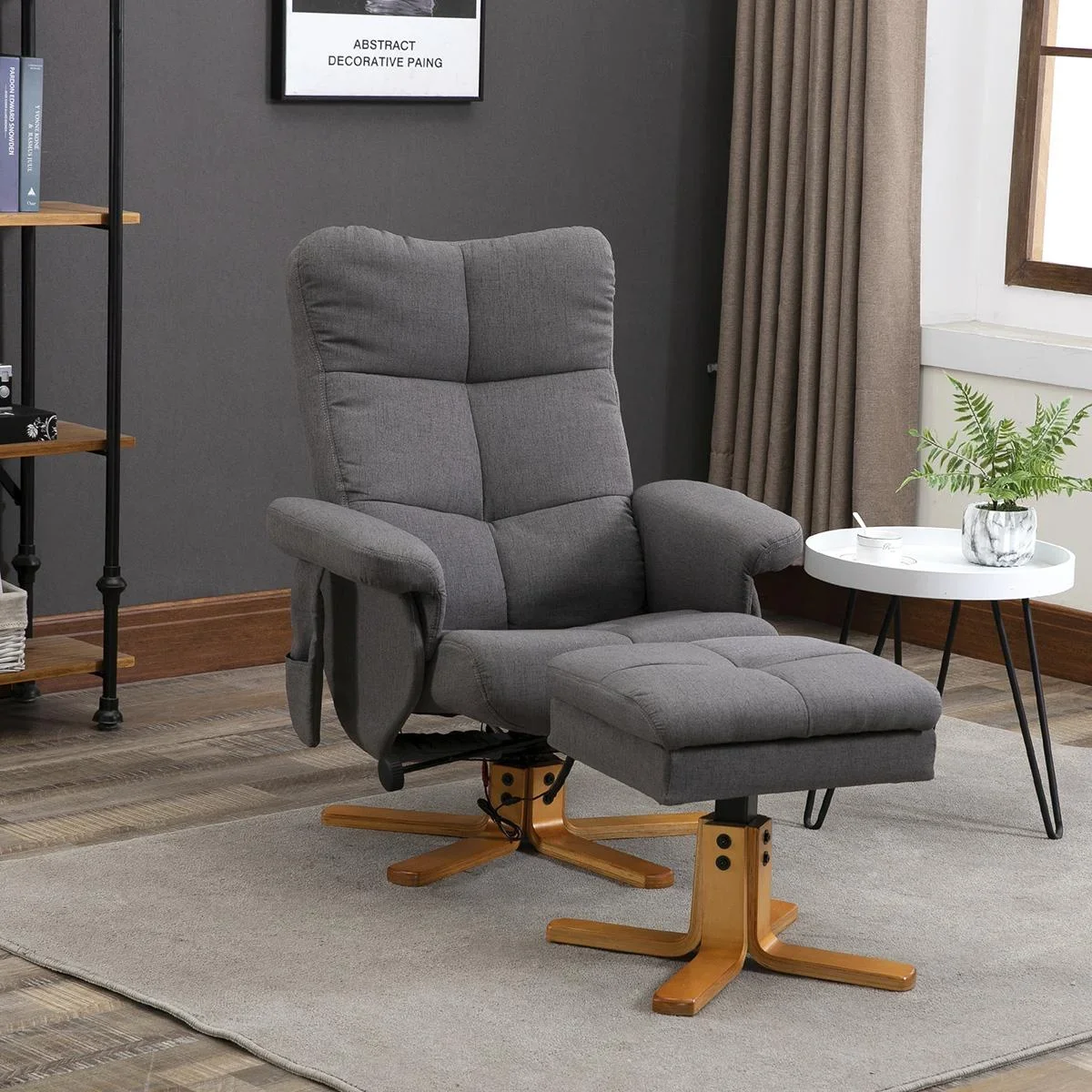 Massagesessel mit Fußhocker Relaxsessel Fernsehsessel TV Sessel 145°-Neigung Polyester Dunkelgrau 80 x 86 x 99 cm - 0