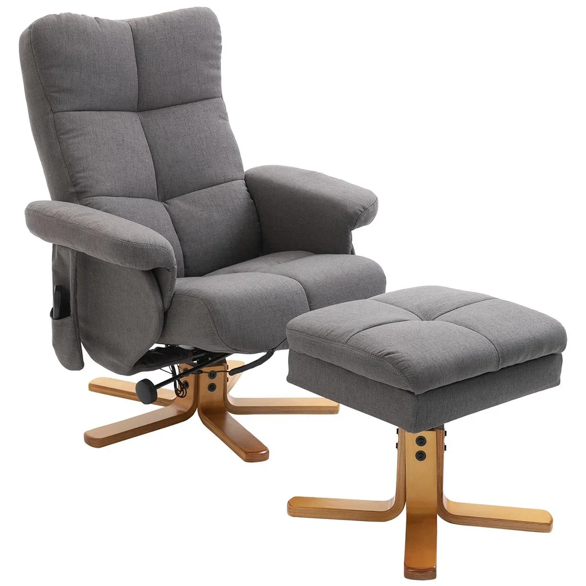 Massagesessel mit Fußhocker Relaxsessel Fernsehsessel TV Sessel 145°-Neigung Polyester Dunkelgrau 80 x 86 x 99 cm - 1