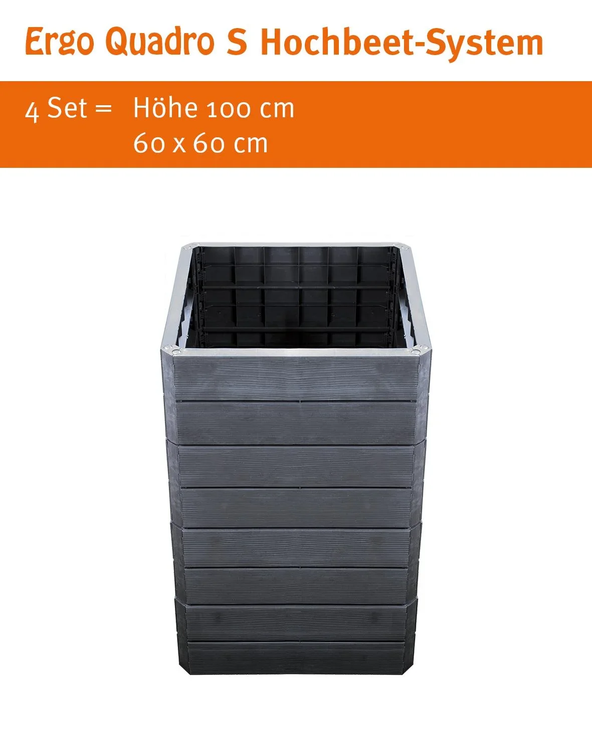 Ergo Quadro S Hochbeetsystem anthrazit, Höhe: 25 cm, 60 x 60 cm - 1