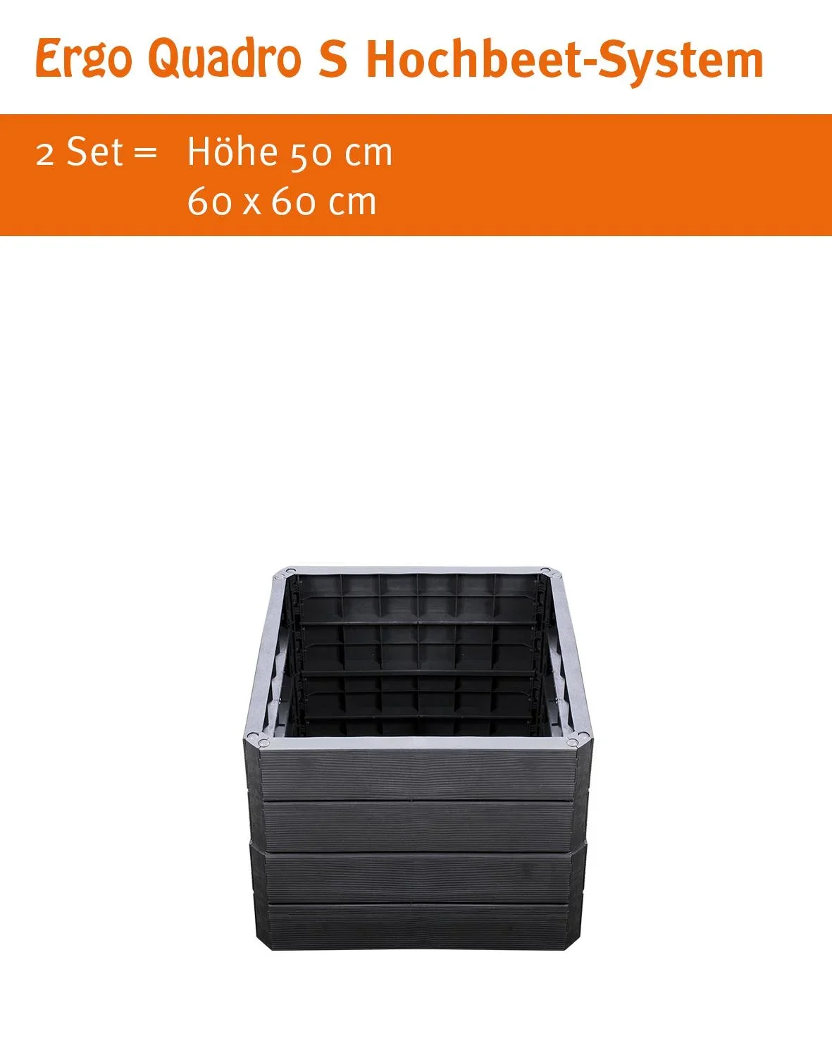 Ergo Quadro S Hochbeetsystem anthrazit, Höhe: 25 cm, 60 x 60 cm - 5