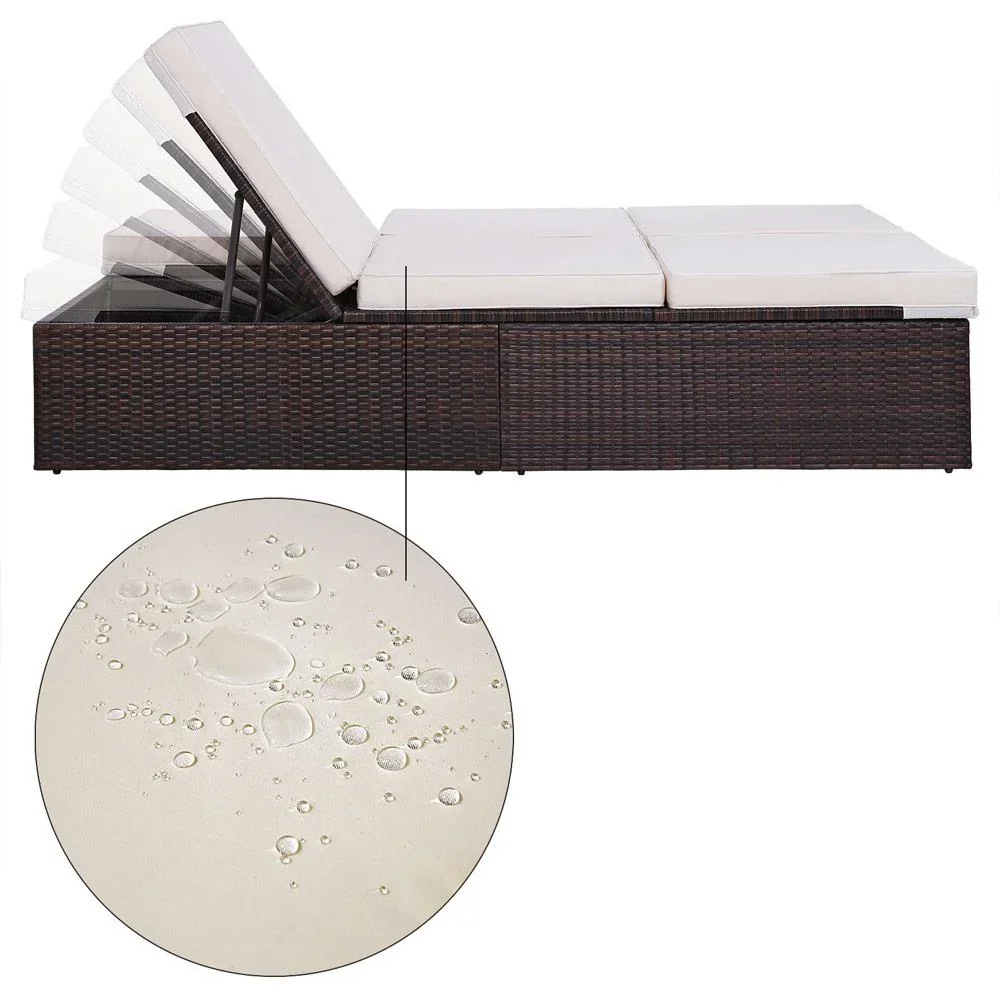 2-Personen-Liege polyrotan braun - creme 193 x 116 x 33cm - 0