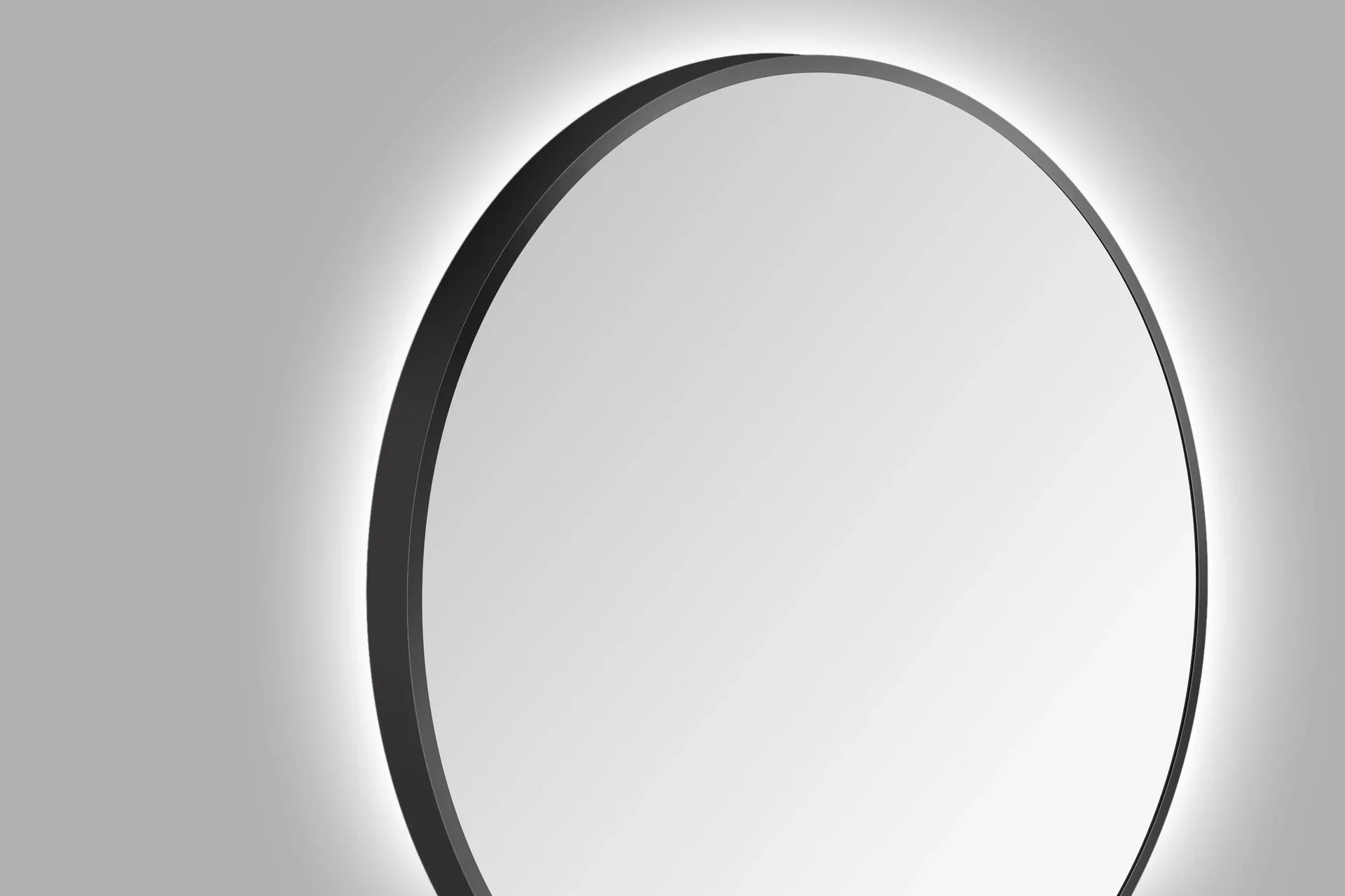 Dekorativer runder Wandspiegel mit indirekter LED Beleuchtung in schwarz matt Ø 80 cm - 1