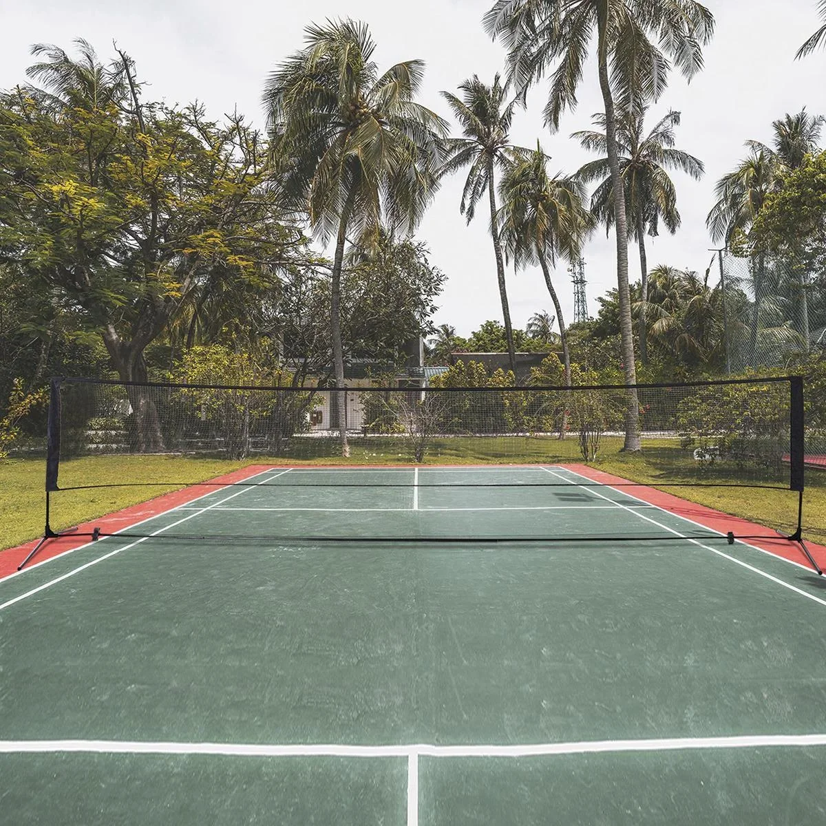 Badmintonnetz höhenverstellbar schwarz - 0