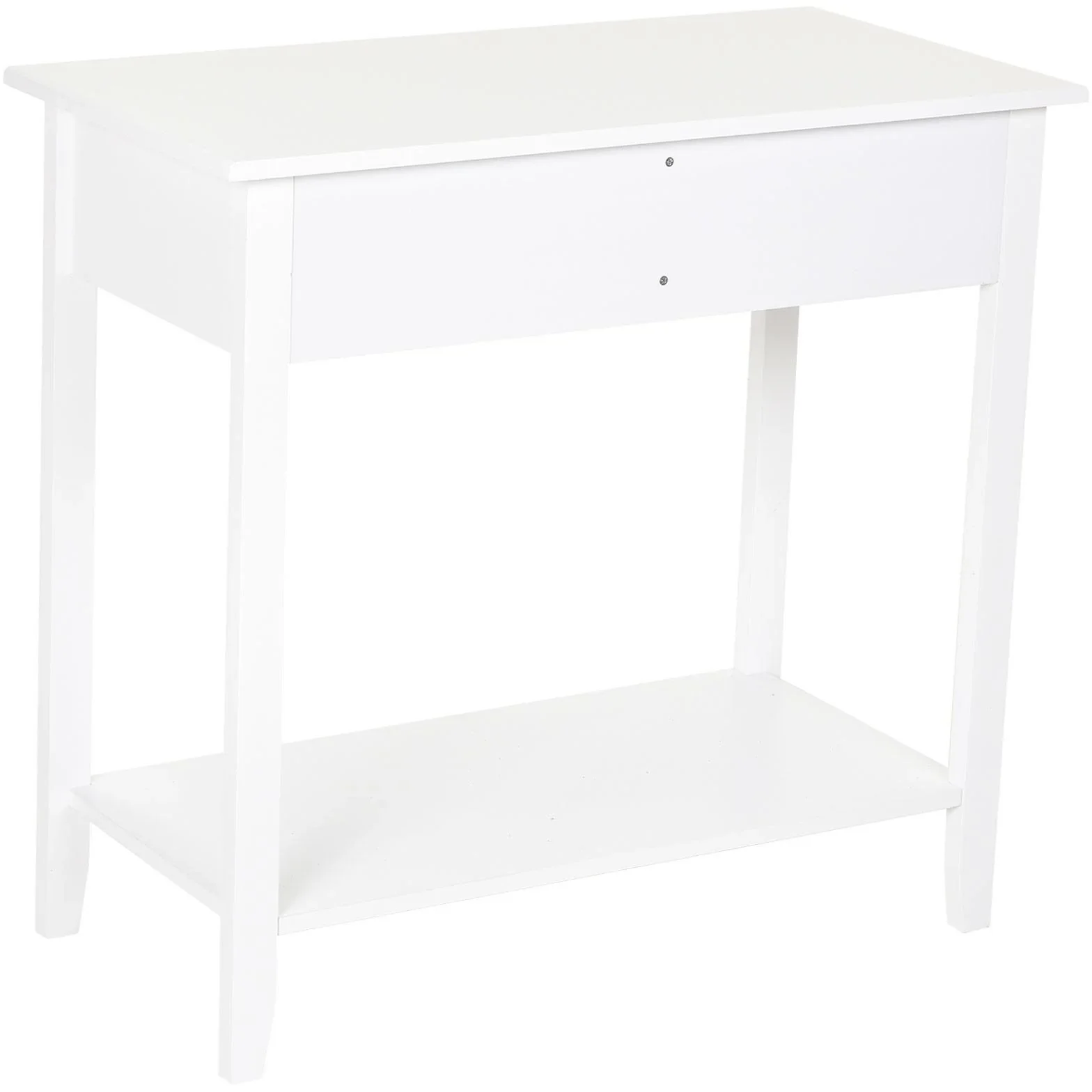 Beistelltisch mit 2 Schubladen, Massivholz weiß - 1