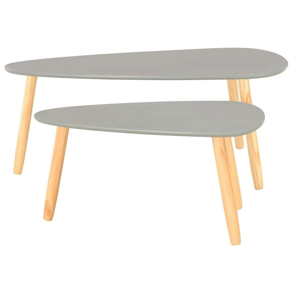 Couchtische 2tlg. massiv Kiefer grau - 1