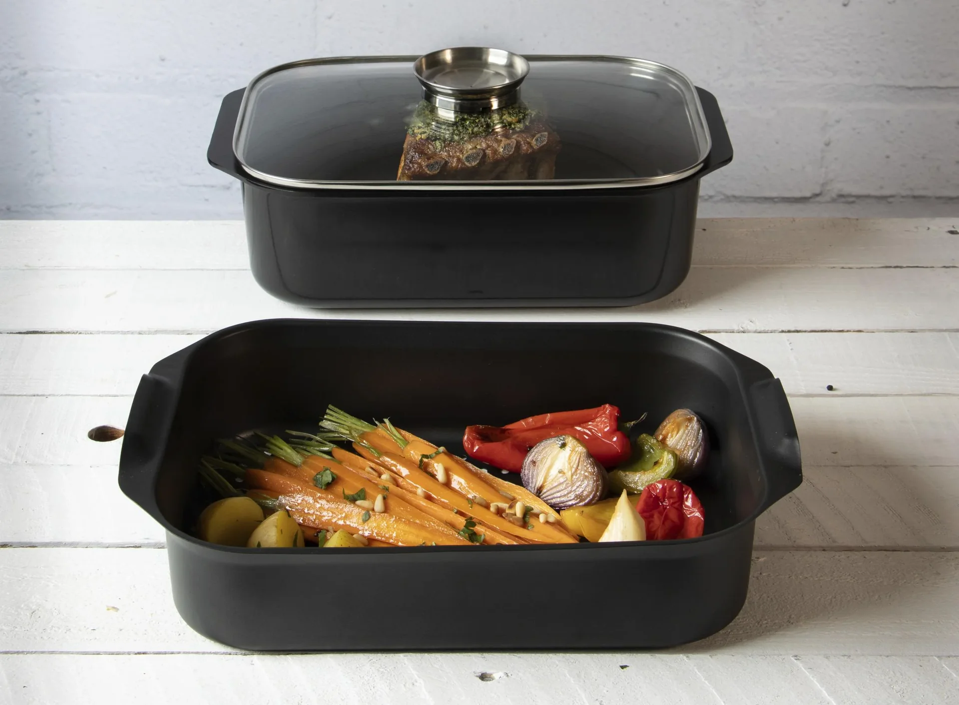 DuoVital Keramikbräter mit Dünst- und Gareinsatz 7 Liter - 2in1 mit Aromadeckel - 5