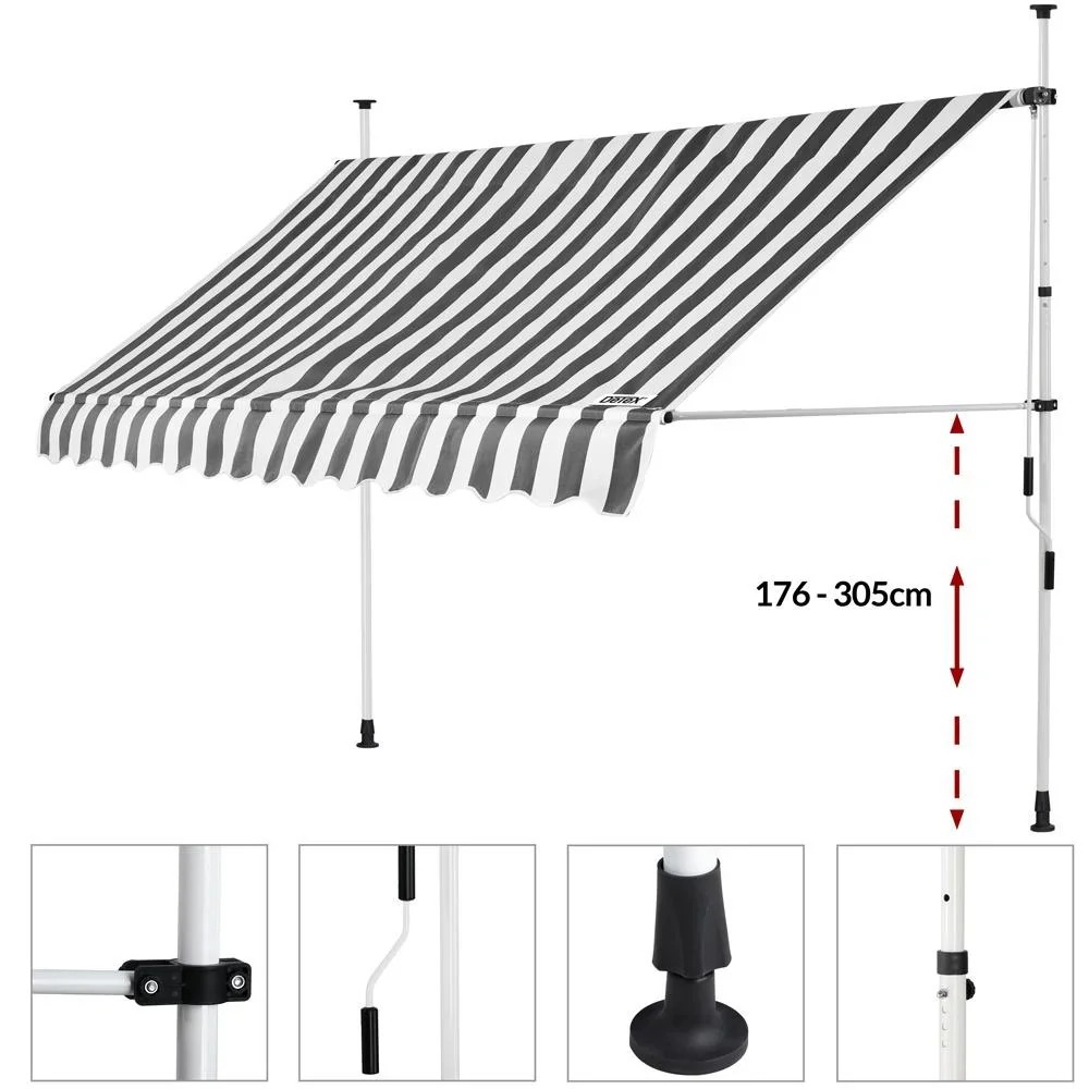 Klemmmarkise Weiß/Grau 350cm - 1